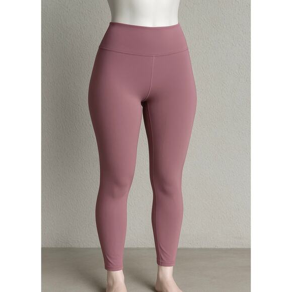 High Waisted Mauve 7/8 Leggings L Stretch Athleisure Activewear Elegant Mauve - Picture 2 of 8